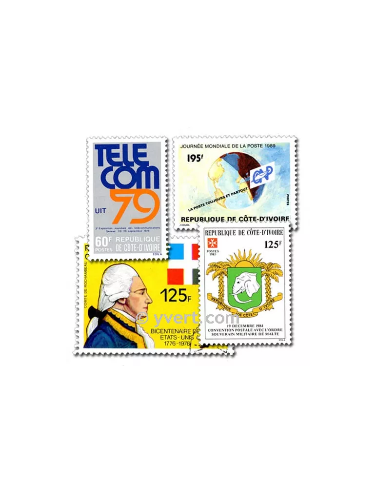 COTE D IVOIRE : pochette de 100 timbres (Oblitérés)