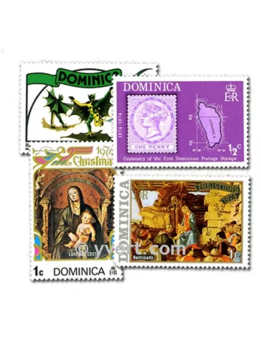 DOMINIQUE : pochette de 50 timbres (Oblitérés)