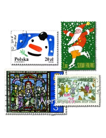 NOEL : pochette de 50 timbres (Oblitérés)