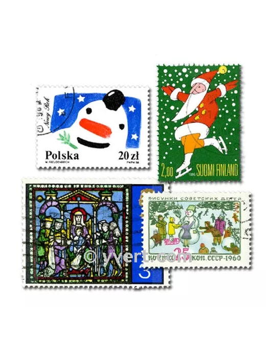 NOEL : pochette de 50 timbres (Oblitérés)