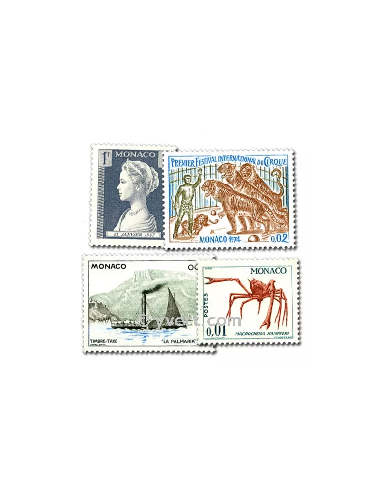 MONACO : pochette de 200 timbres (Oblitérés)