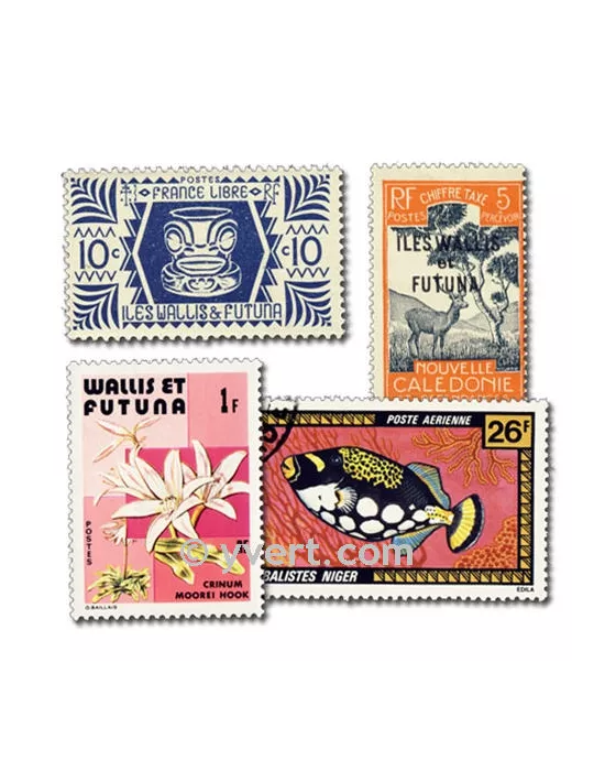 WALLIS & FUTUNA : pochette de 100 timbres (Oblitérés)