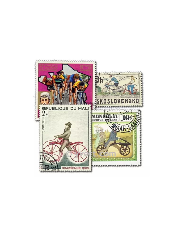 CYCLISME : pochette de 50 timbres (Oblitérés)