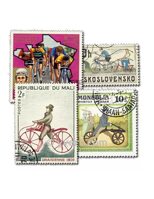 CYCLISME : pochette de 100 timbres (Oblitérés)