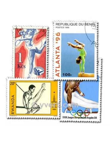 GYMNASTIQUE : pochette de 50 timbres (Oblitérés)