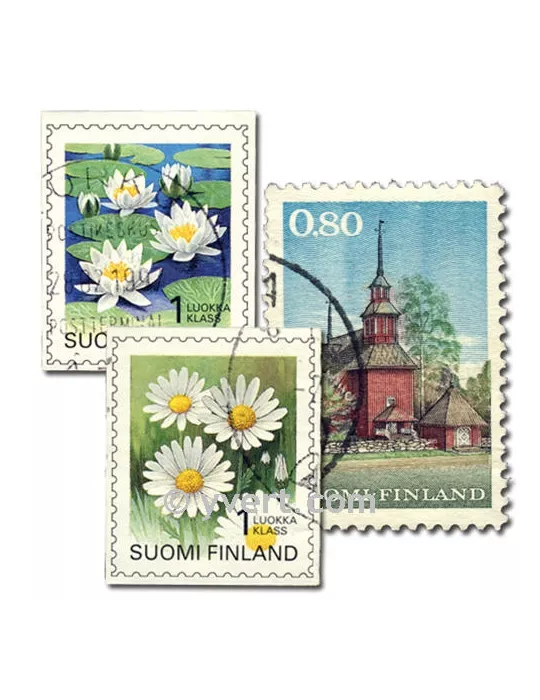 FINLANDE : pochette de 100 timbres (Oblitérés)
