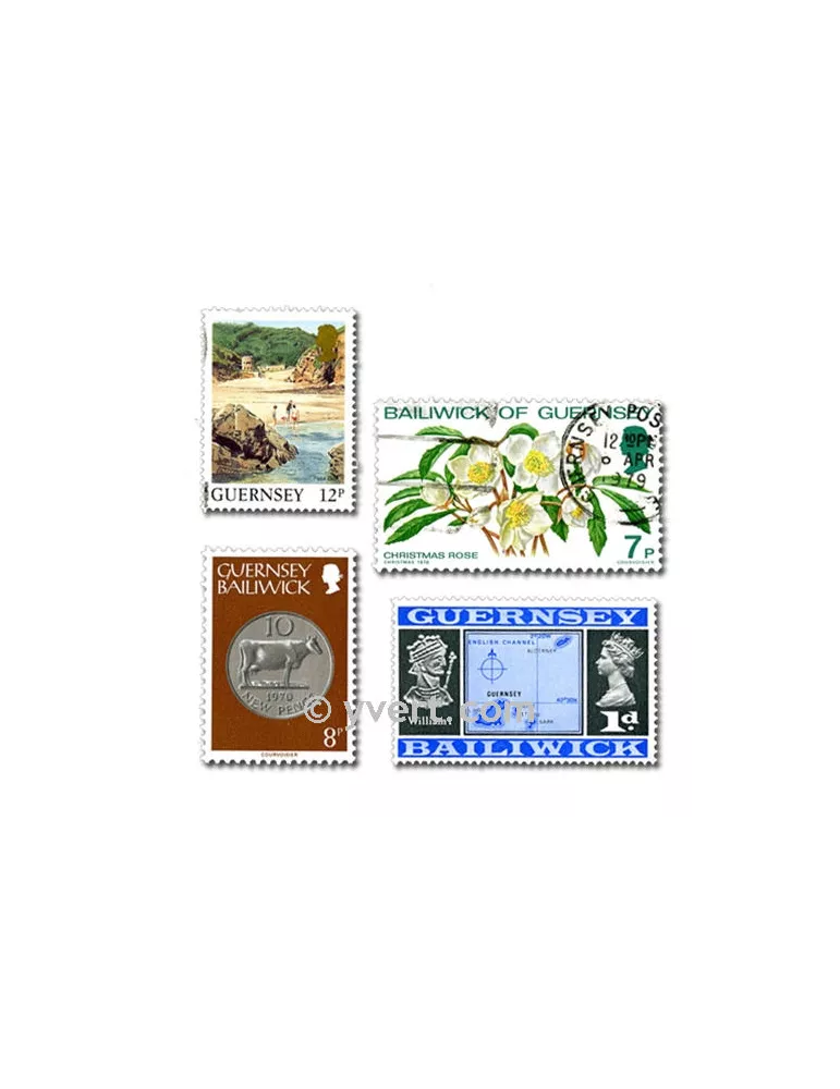 GUERNESEY : pochette de 100 timbres (Oblitérés)