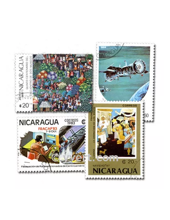 NICARAGUA : pochette de 100 timbres (Oblitérés)