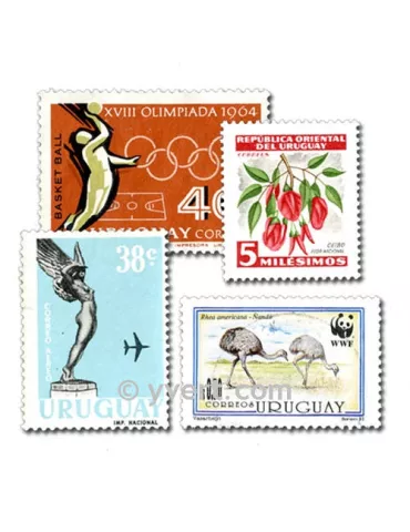 URUGUAY : pochette de 200 timbres (Oblitérés)