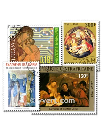 RELIGION : pochette de 300 timbres (Oblitérés)