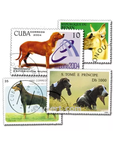 CHIENS : pochette de 500 timbres (Oblitérés)