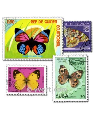 PAPILLONS : pochette de 500 timbres (Oblitérés)