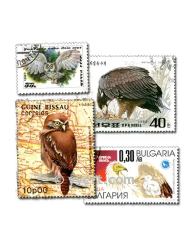 RAPACES : pochette de 50 timbres (Oblitérés)