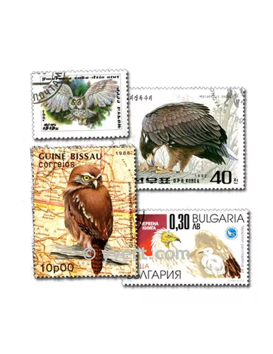 RAPACES : pochette de 50 timbres (Oblitérés)