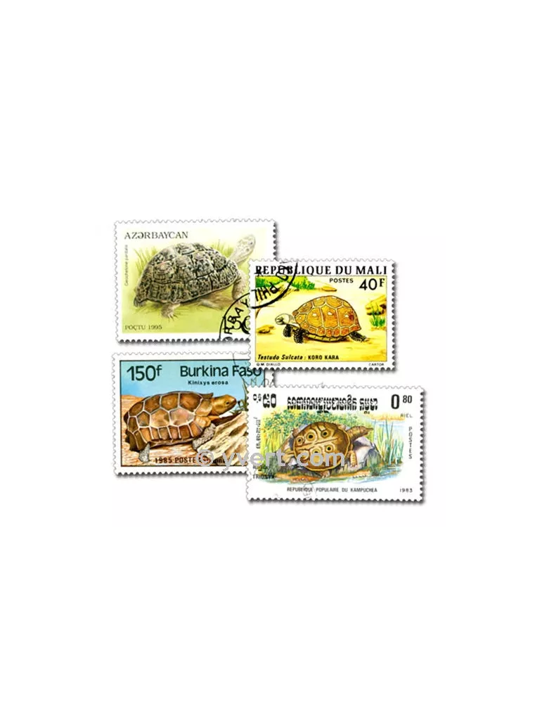 TORTUES : pochette de 50 timbres (Oblitérés)