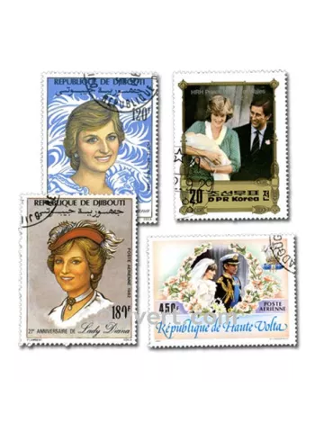 LADY DIANA : pochette de 100 timbres (Oblitérés)