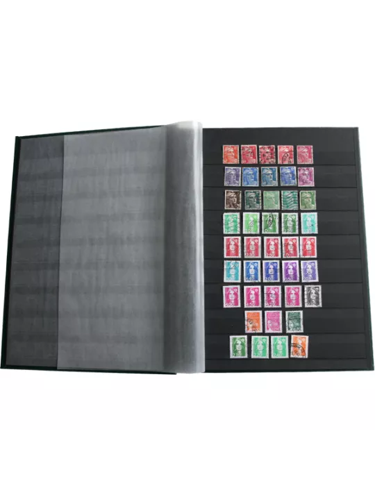 PERFECTA : Classeur fixe pour timbres (Grand modèle-Pages Noires-64p.)