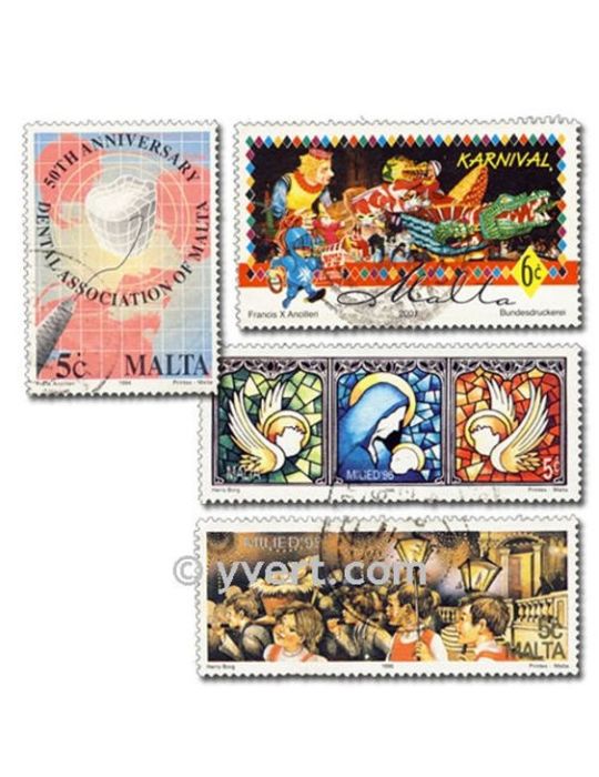 MALTE : pochette de 100 timbres (Oblitérés)