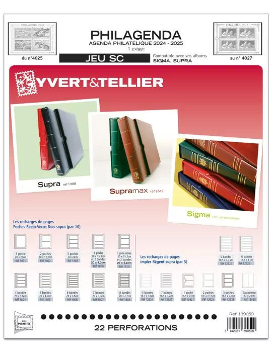 FRANCE PHILAGENDA SC : 2025 (JEUX AVEC POCHETTES)