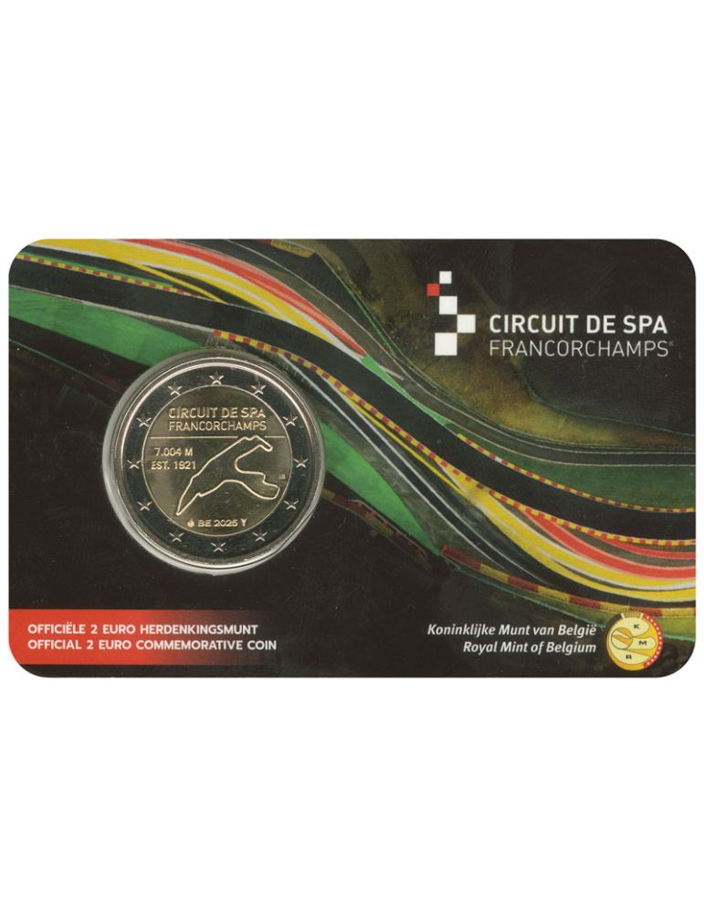 BU : 2 EURO COMMEMORATIVE 2025 COINCARD : BELGIQUE - CIRCUIT DE SPA - FRANCORCHAMP (Version flamande)
