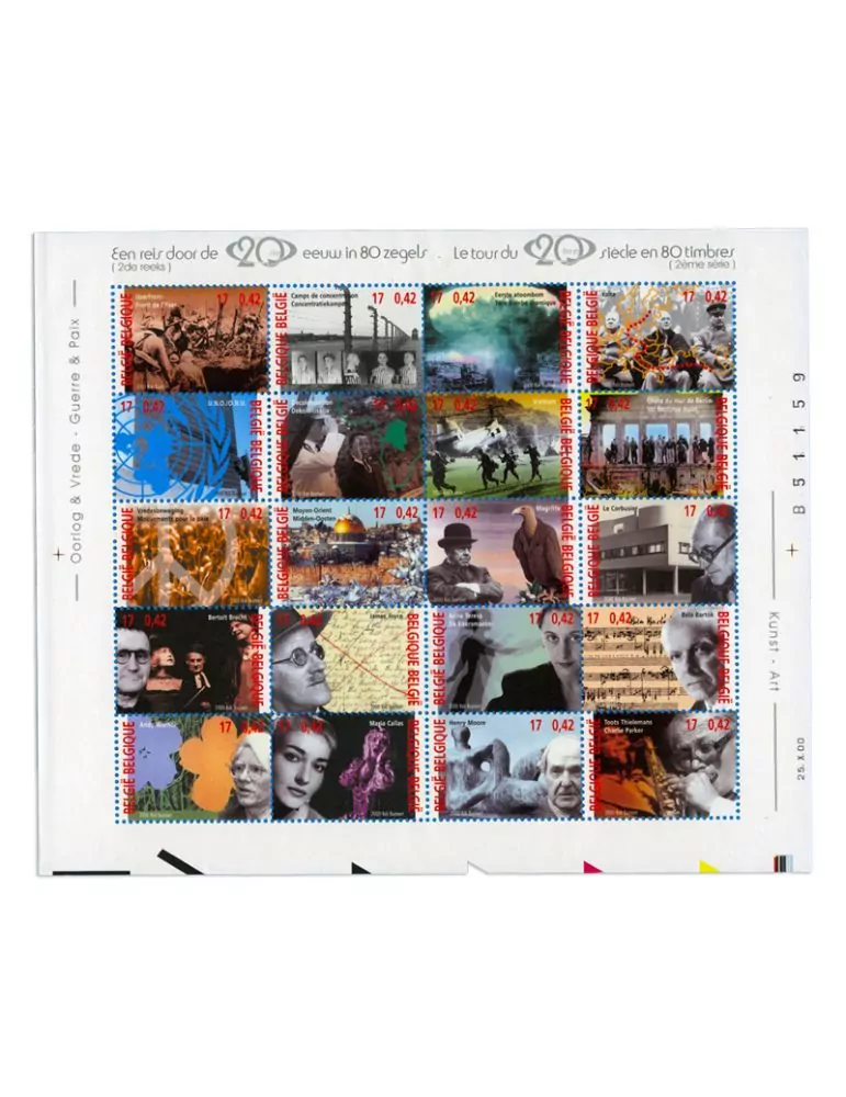 n° 2855/2874, 2940/2959, 3019/3038 - Timbre BELGIQUE Poste
