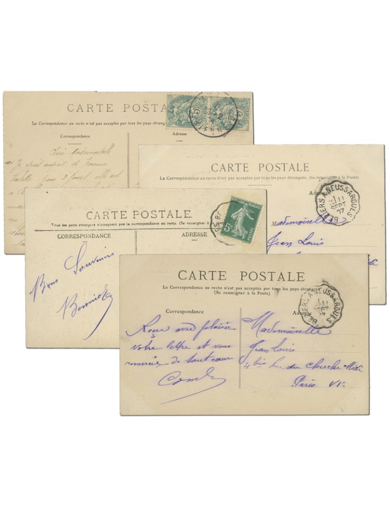 4 CPA - Timbre FRANCE Cpa