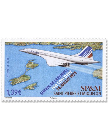 n° 1358 - Timbre Saint-Pierre et Miquelon Poste (CONCORDE - SURVOL DE L'ARCHIPEL)