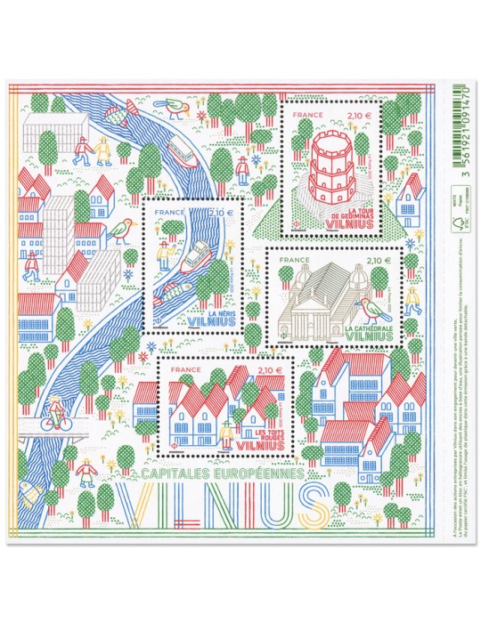 n° F5911 - Timbre FRANCE Poste (CAPITALES EUROPEENNES : VILNIUS)