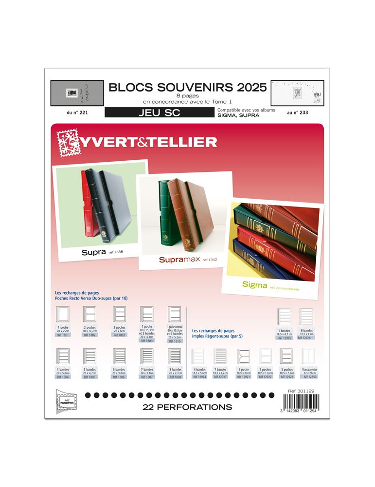 BLOCS SOUVENIRS SC : 2025 (JEUX AVEC POCHETTES)