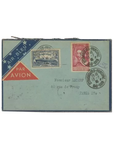 France : Lettre Air Bleu, par Avion (Stasbourg à Paris)