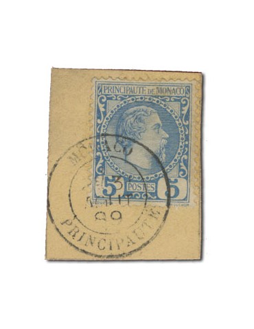 n° 3 obl. sur fragment - Timbre MONACO Poste