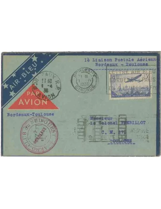 France : Lettre Air Bleu, par Avion