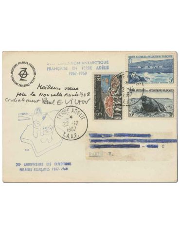 TAAF : Carte de vœux de Paul Emile Victor de 1968 2