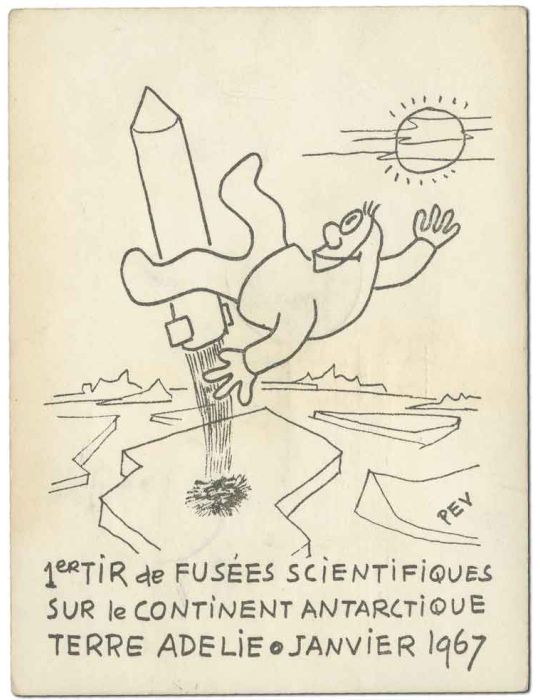 TAAF : Carte de vœux de Paul Emile Victor de 1968