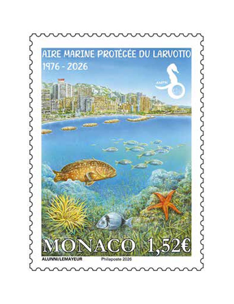 n° 3526 - Timbre MONACO Poste (AIRE MARINE DU LARVOTTO 1976-2026)