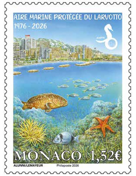 n° 3526 - Timbre MONACO Poste (AIRE MARINE DU LARVOTTO 1976-2026)
