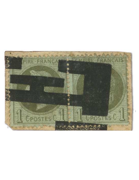 n° 25 obl. sur fragment - Timbre FRANCE Poste