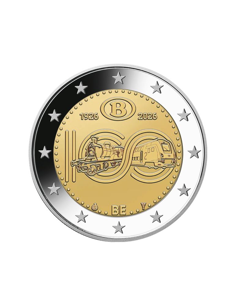 BU : 2 EURO COMMEMORATIVE 2026 COINCARD : BELGIQUE – 100 ANS DE LA SNCB (Version francophone)