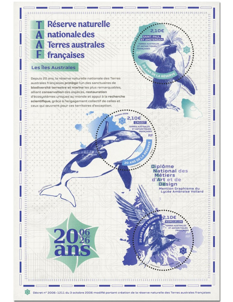 TAAF : BLOC 20 ANS RESERVES NATURELLES NATIONALES - 13_26_454)