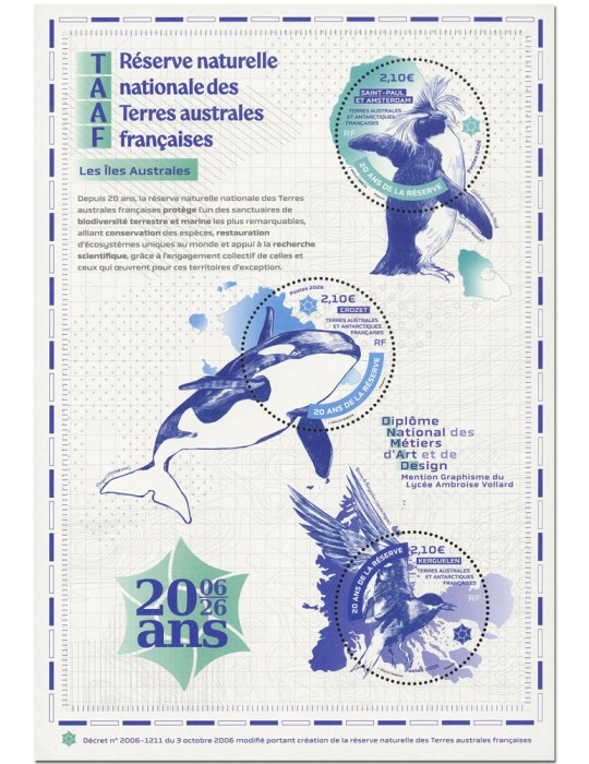 TAAF : BLOC 20 ANS RESERVES NATURELLES NATIONALES - 13_26_454)