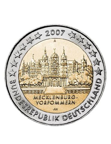 copy of2 EURO COMMEMORATIVE 2007:ALLEMAGNE (château de SCHWERIN les 5 pièces)