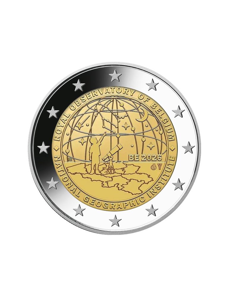 BU : 2 EURO COMMEMORATIVE 2026 COINCARD : BELGIQUE - 50 ans de l’Institut géographique national (Version flamande)