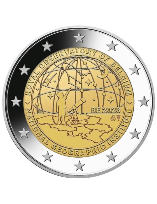 BU : 2 EURO COMMEMORATIVE 2026 COINCARD : BELGIQUE – 50 ans de l’Institut géographique national(Version francophone)