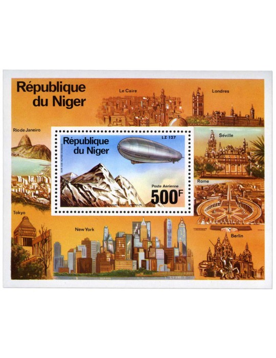 MONDE : Ensemble de 10 blocs neufs** (Zeppelin) différents