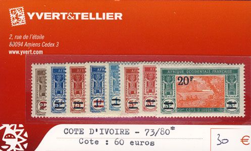 COTE D´IVOIRE - n° 73/80* COTE D´IVOIRE - n° 73/80*