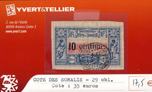COTE DES SOMALIS - n° 29 Obl. COTE DES SOMALIS - n° 29 Obl.