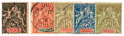 n°1/5* (sauf 2/3 obl.) - Timbre DAHOMEY Poste n°1/5* (sauf 2/3 obl.) - Timbre DAHOMEY Poste