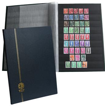 PERFECTA : Classeur fixe pour timbres (Grand modèle-Pages Noires-16p. Bleu)