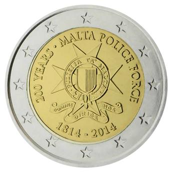 2 EURO COMMEMORATIVE 2014 : MALTE (200e anniversaire des forces de police maltaises)
