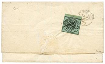 Italie : Etat de l´Eglise. n°2 obl. de LOME 1860 sur lettre avec texte en local.